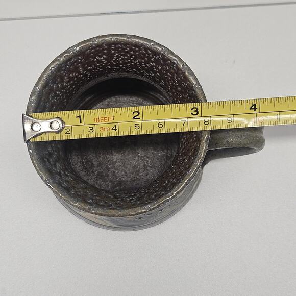 Vintage Studio Pottery Set of 4 Small Glazed Stoneware Mugs 4" Signed Coffee Mug - Picture 5 of 7